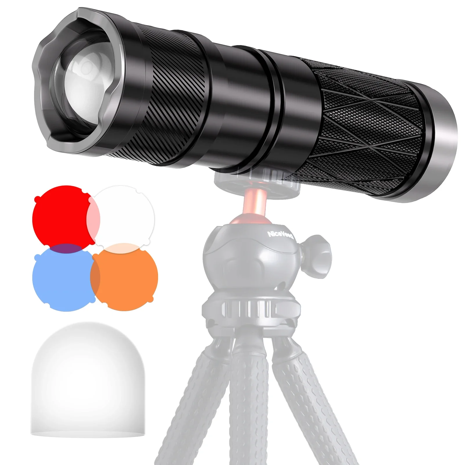 NiceVeedi Photography Handheld Lighting Kit with Diffusion 4-Color Modes, Zoomable Studio Light with for Sunset Lamp/Photo/Video