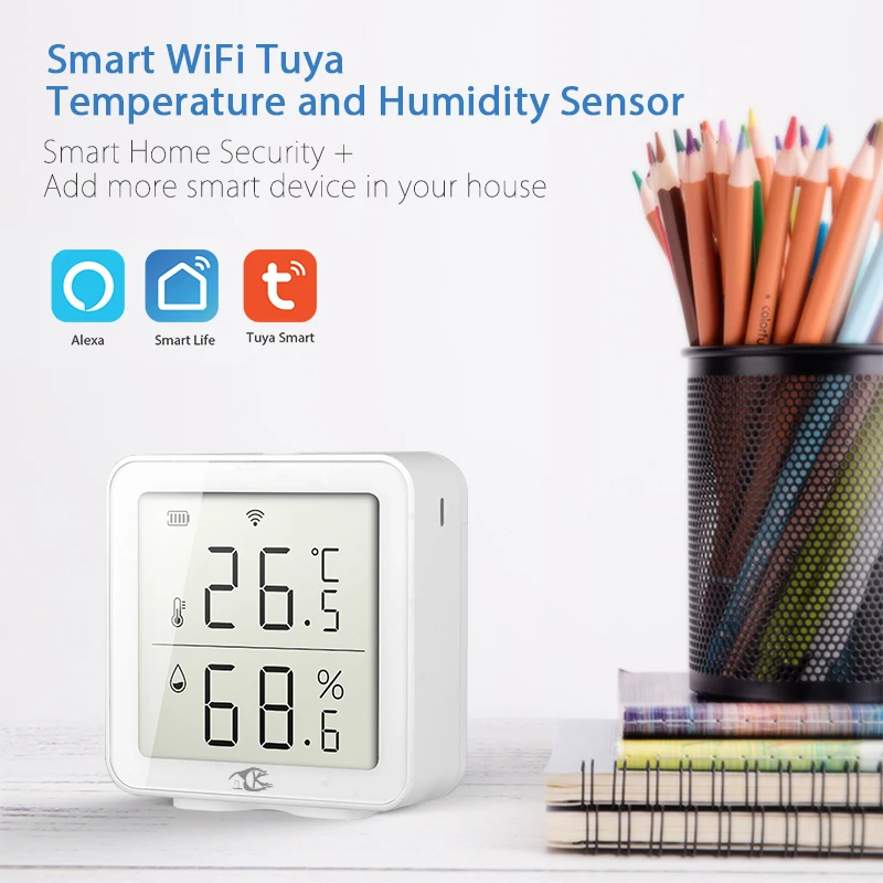 Smarsecur-Tuya Sensor de temperatura e umidade WiFi, alta precisão, T & H, Smart Home, Display