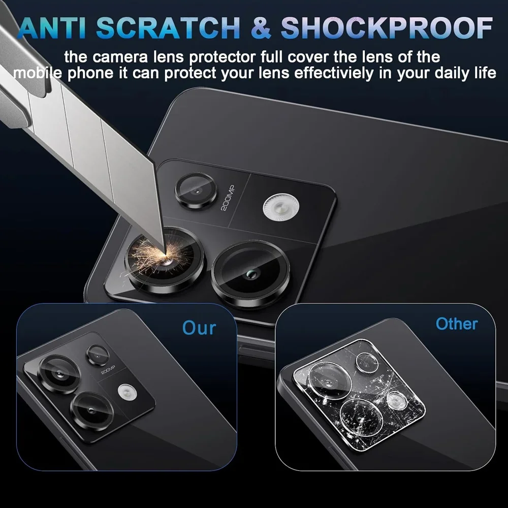 Custodia in vetro per fotocamera in lega di alluminio per Xiaomi Redmi Note 13 Pro 5G 3D Anello metallico Protezione per obiettivo Note13 Pro + 13Pro Plus 14 14Pro 4G