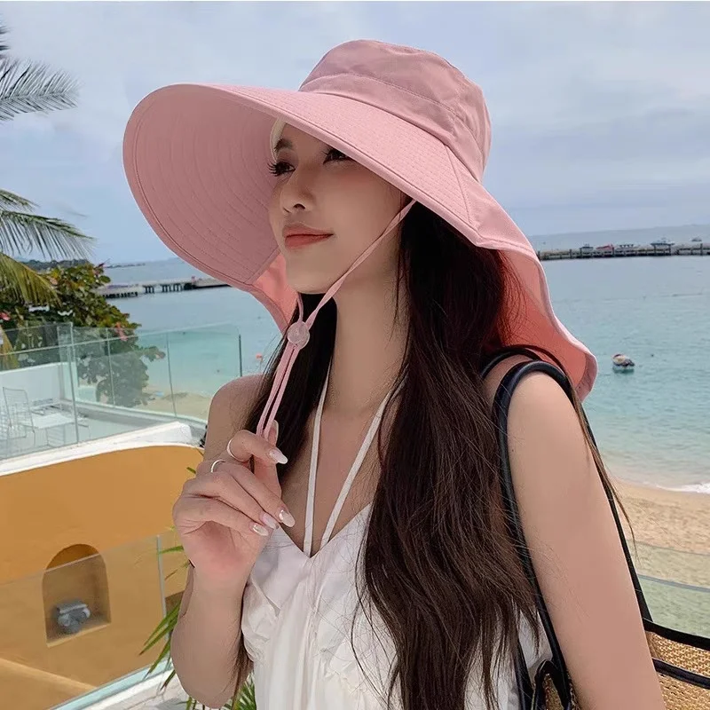 1pc Women Sun Hat Anti Hiking Fishing Hats Wide Brim Foldable Summer Beach Hat with Neck Cover Outdoor Visor Caps - view 4
