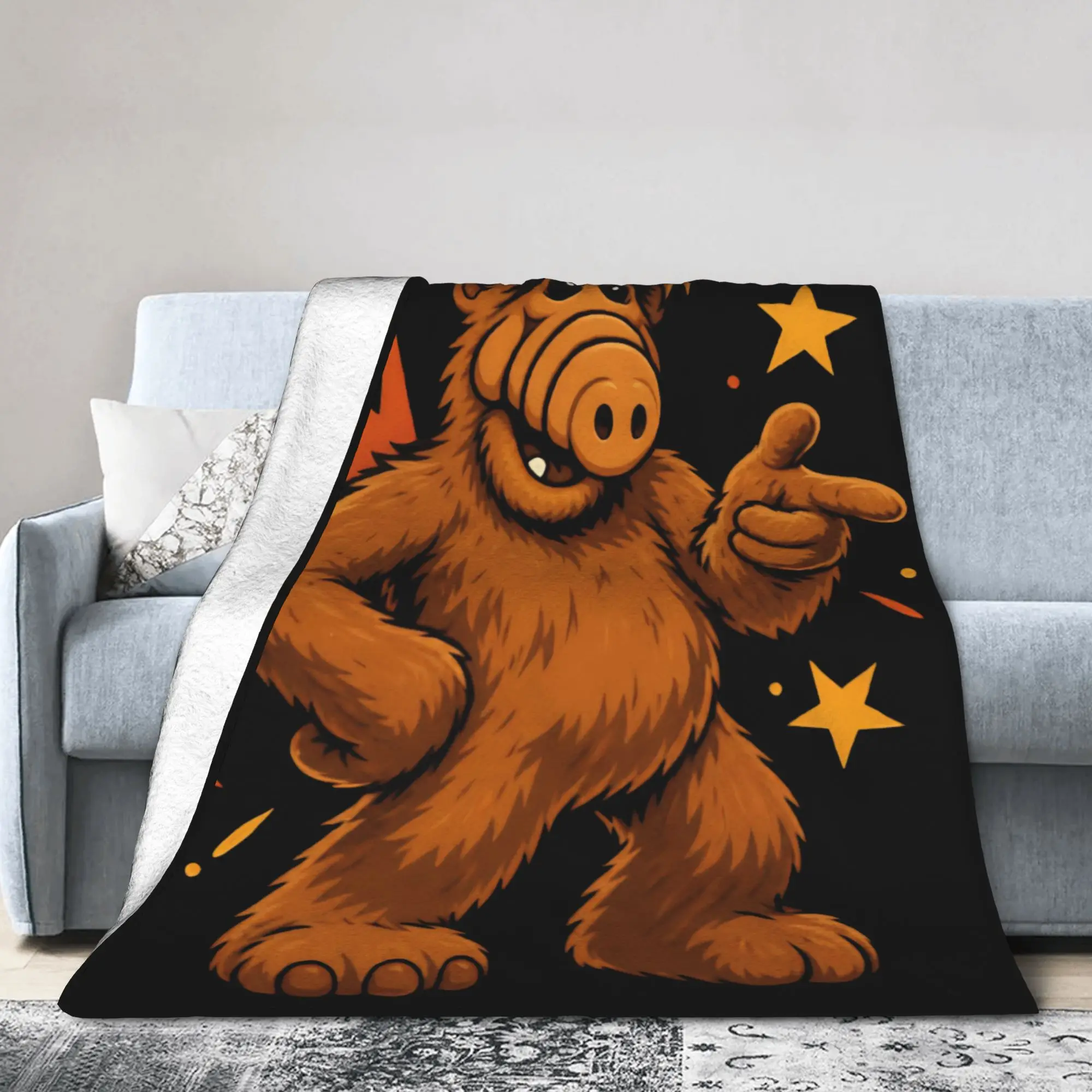 Alf Alien Life Form Comedy  Blanket Cover  Flannel Throw Blankets Airplane Travel Personalised Soft Warm Bedspreads