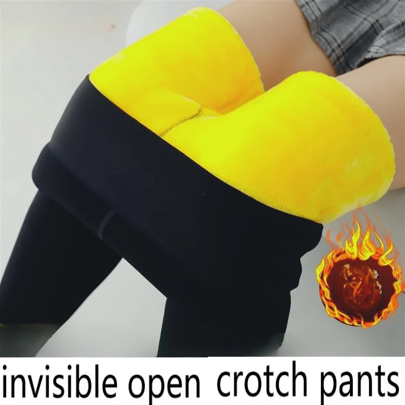 

Invisible Open-crotch Pants Winter Velvet Thickened Outer Wear High-waisted Integrated Thermal Women Women