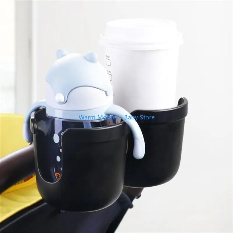 

2 in 1 Stroller Cup Holder Multi functional Pram Beverage Holder Drink Rack Stay Hydrated with this Universal Attachment 57QE