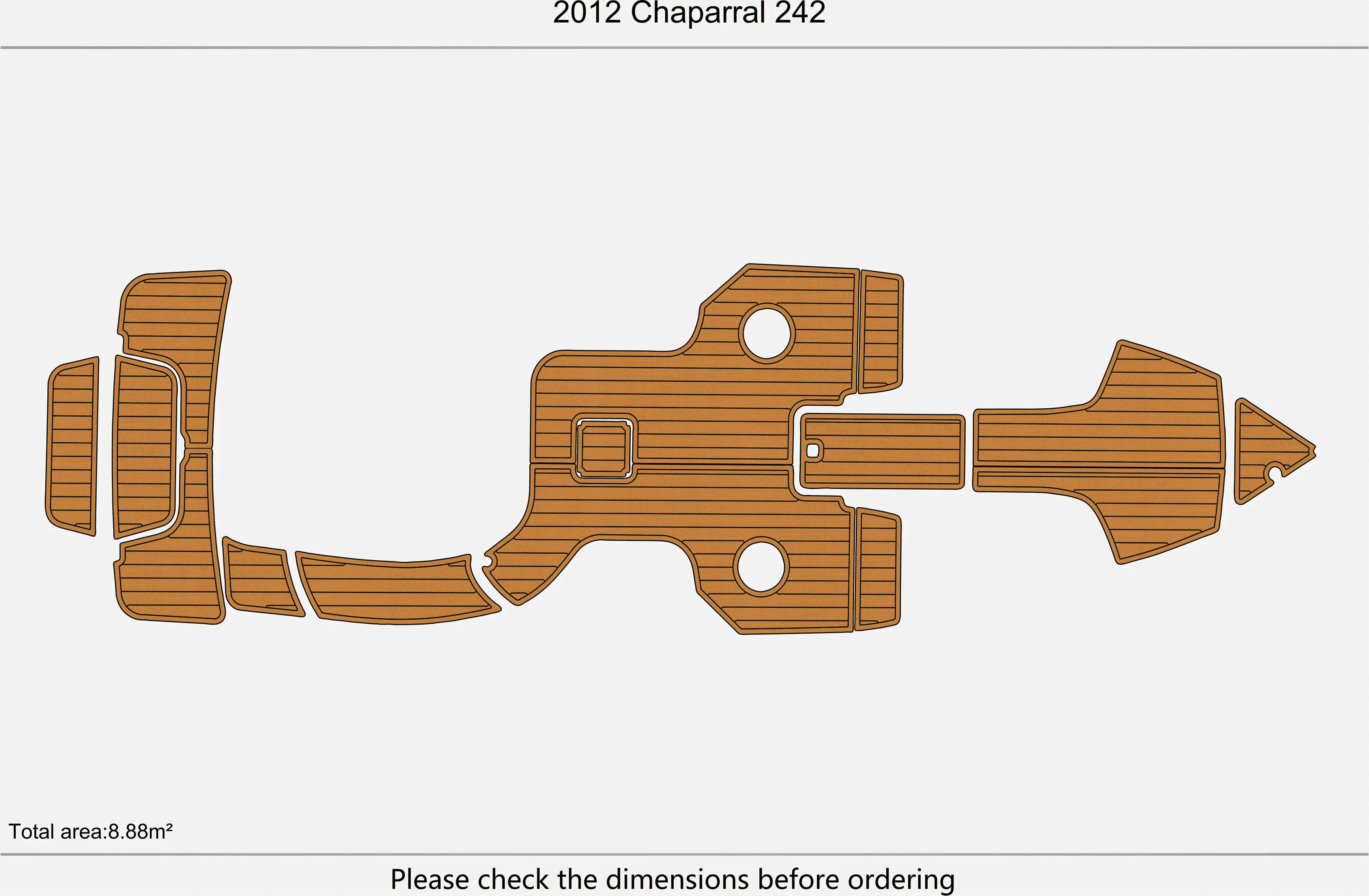 Non-Slip EVA Faux Teak Marine Mat Self-Adhesive 6mm Yacht Cockpit Pad for 2012 Chaparral 242 Boat Decking Easy Install