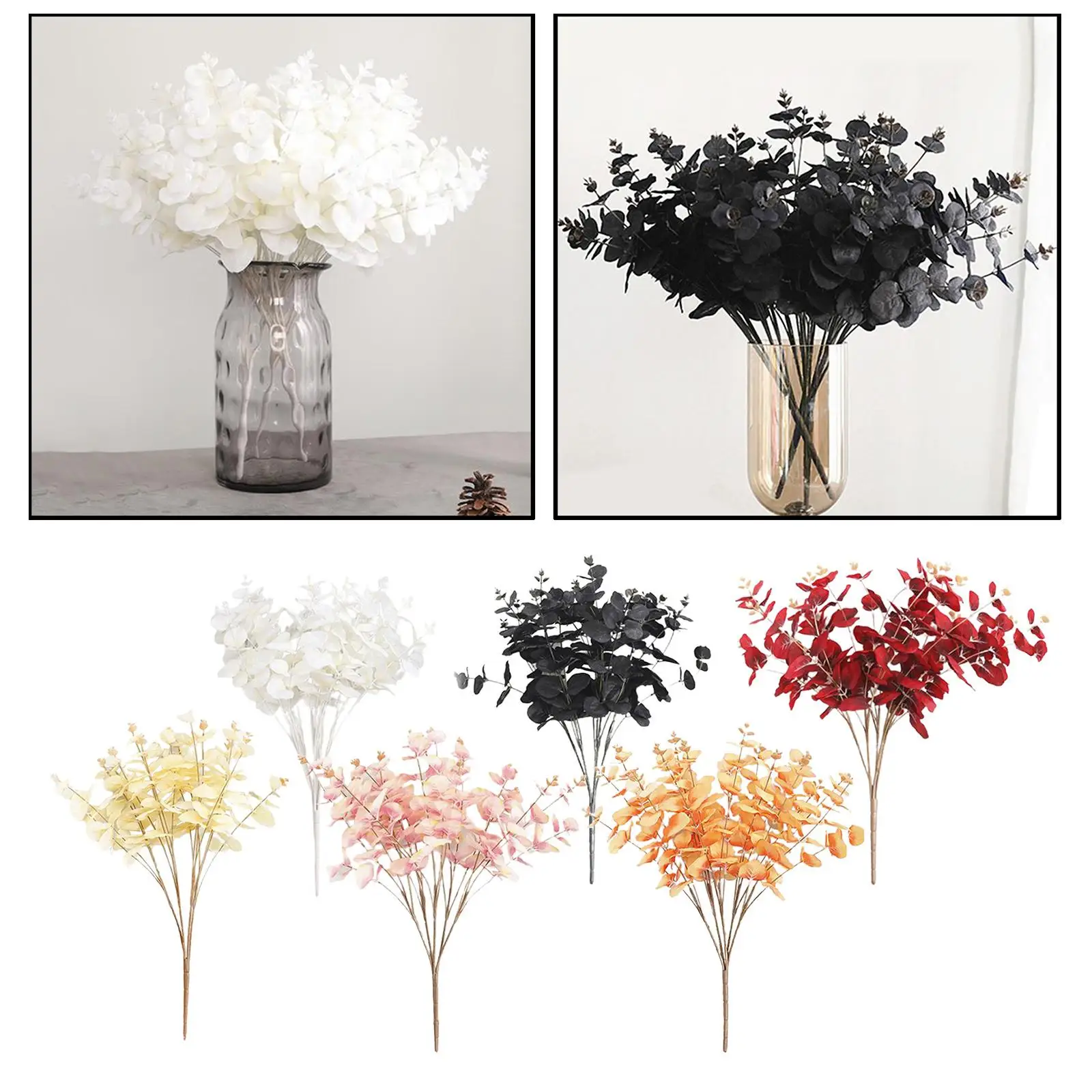 

20 искусственных веток эвкалипта, зеленые стебли, декор для дома