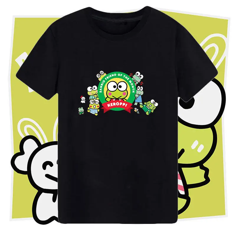 

Sanrio Keroppi футболка с мультяшным принтом, новая летняя мужская и женская свободная повседневная трендовая универсальная футболка, топ с короткими рукавами