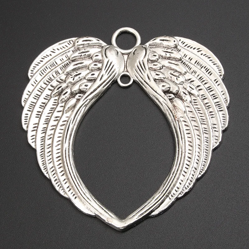 3pcs Silver Color 69x66mm Large Angel Wings Charms Connector Pendant For DIY Handmade Alloy Findings Jewelry Making Accessories