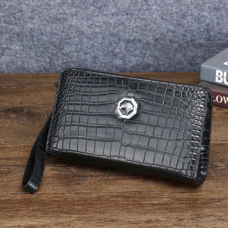 Men's Genuine Leather Clutch Bag English Style Handheld Wallet Business Casual Use Credit Card Holder Money Clip