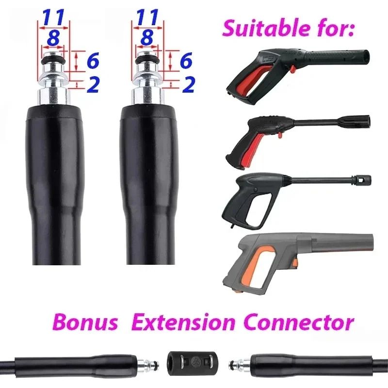 Super Flexible Pressure Washer Hose Kink Resistant Pressure Washer Gun Lance With Jet Turbo Sprayer Wand For Bosch Accessories