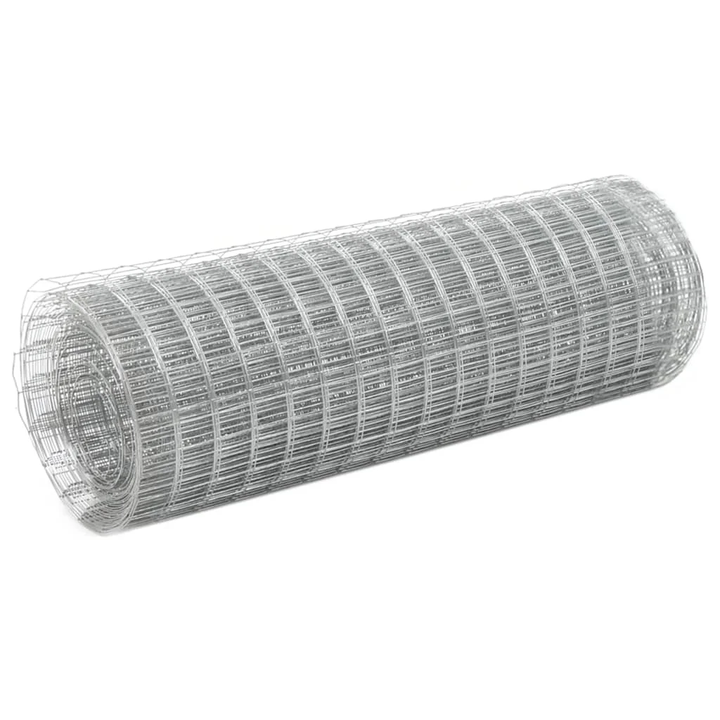 Chicken Wire Fence Galvanised Steel 25x0.5 m Silver Galvanized Welded Cage Wire Mesh Roll Supports Poultry Netting