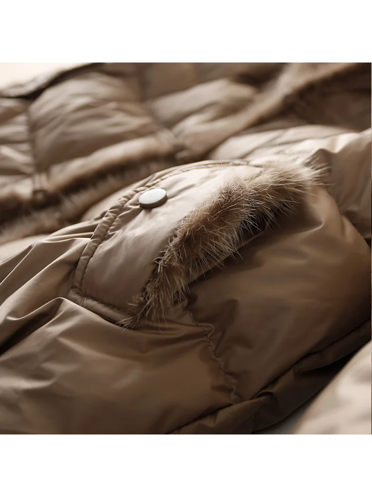 90% White Duck Down Jacket Ladies Warm Puffer Coat Female Vintage Button Thick Parkas Winter Women Real Fox Fur Collar