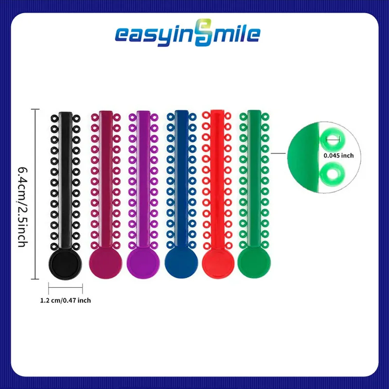 1040Pcs Dental Orthodontics Elastic Ligature Ties Braces Super Rubber Bands Ligating Modules Ortho Material Braces Easyinsmile