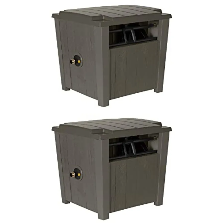 

Farmington Weatherproof Smart-Tube Garden Hose Storage Container Outdoor Hideaway with Brass Connections Stoney