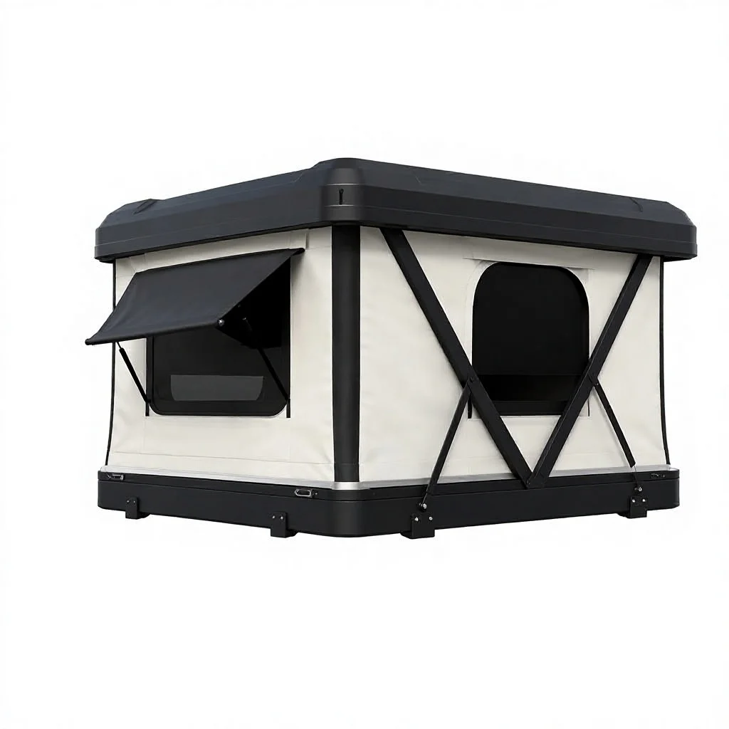 Rigid Lightweight Double Layer Camouflage Rooftop Tent for Car Camping Four-Season Use One Bedroom Hardshell Design Outdoor