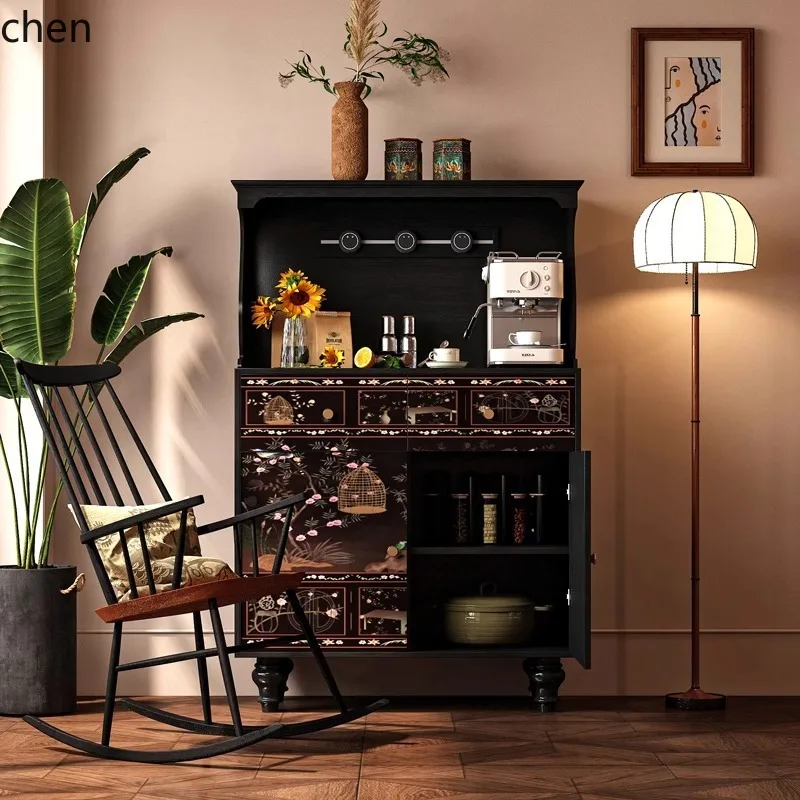YFY  Retro Sideboard Living Room Sofa Side Cabinet Integrated Entryway Storage Tea Cabinet
