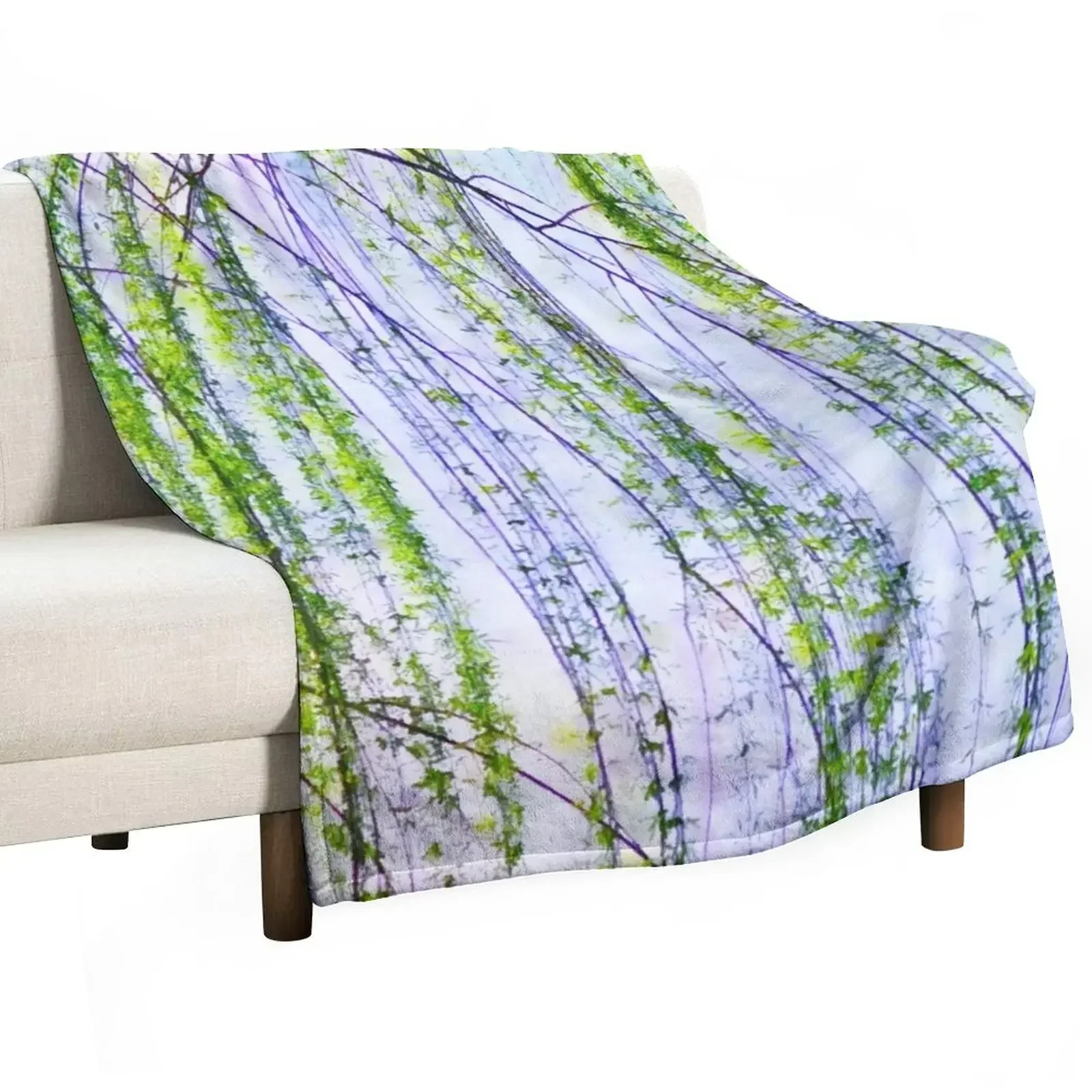 Weeping willow watercolor painting #2 Throw Blanket Plaid Flannel Blankets