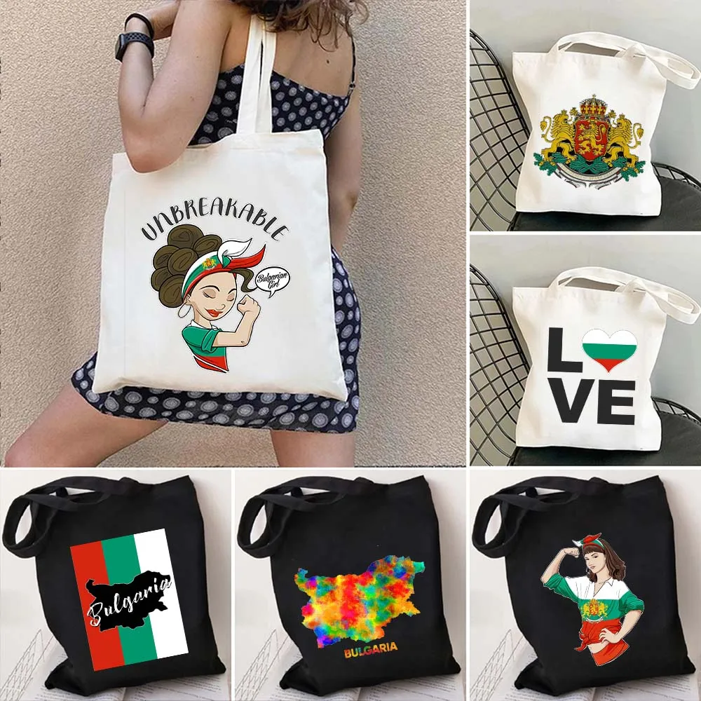 Sofia Bulgaria Country Map Flag Shoulder Canvas Tote Bag Harajuku Shopping Bag Fashion Casual Summer Beach Bags Shopper Handbags