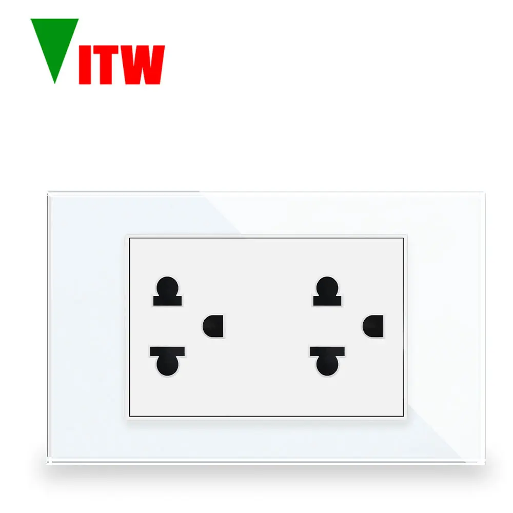 Vitw Thailand Standard Power Outlet,15A Wall Socket,with Toughened Crystal Glass Panel Thai Electric PlugAC 110V~250V 120mm*72mm