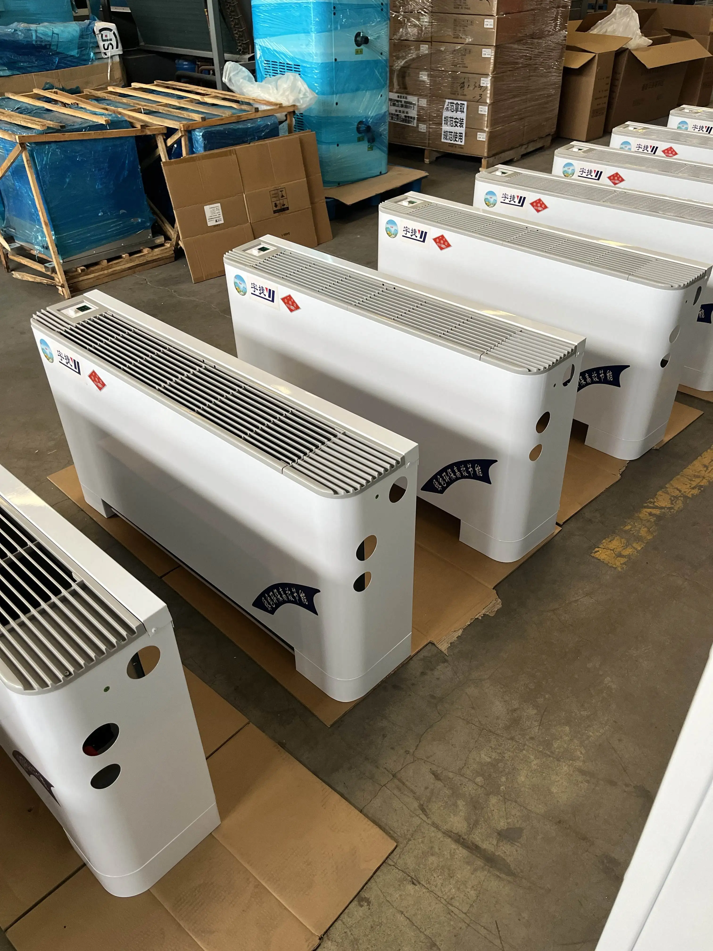 Ultra-thin floor vertical central chilled water air conditioner vertical exposed water fan coil device