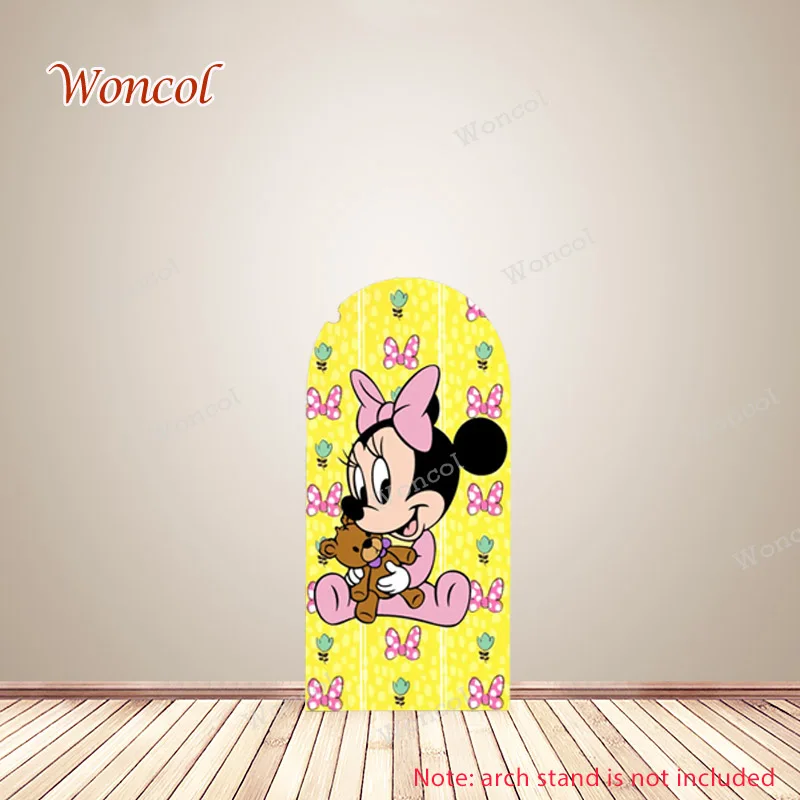 Disney Minnie Mouse Arch Backdrop Girl Birthday Backdrop Baby Shower Double-Sided Arch Cover Decorations Photocall Studio Props