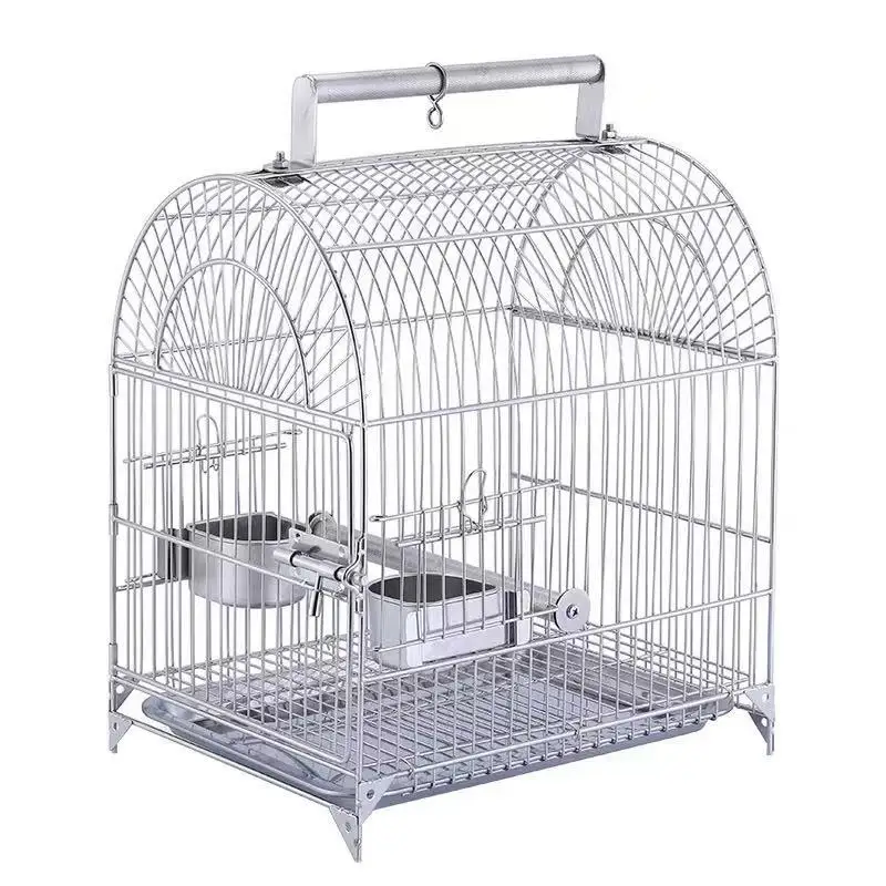 

Wholesale 304 stainless steel parrot out cage cockatoo portable bird cage peony small sun bird cage bird set
