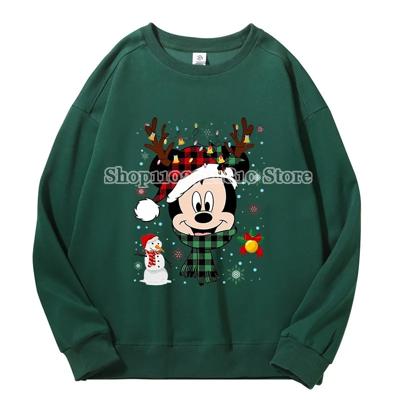 Mickey Mouse Disney Sweatshirt Round Neck Spring Autumn Pullover Cotton Long Sleeves Men Women Anime Cartoon Christmas Top Gift