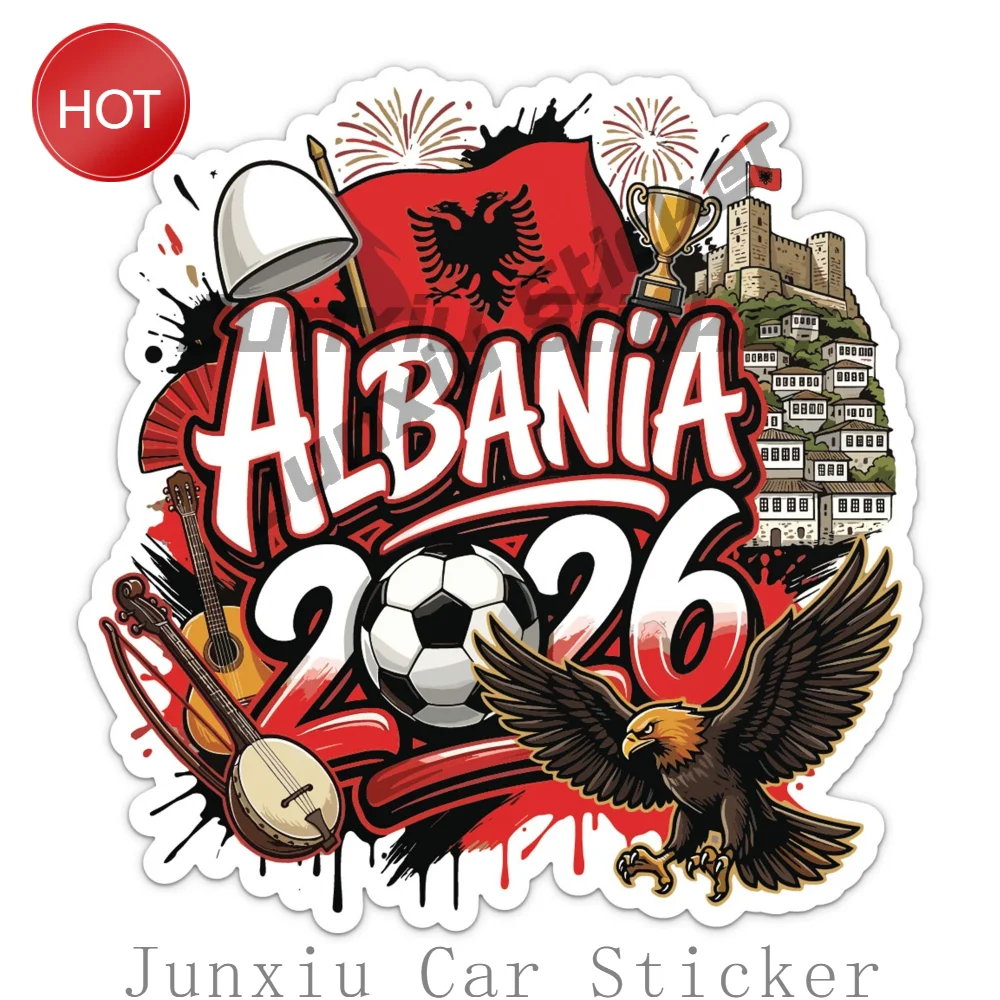 Albania 2026 Soccer Badge Flag Vinyl Car Sticker And Bumper Decal