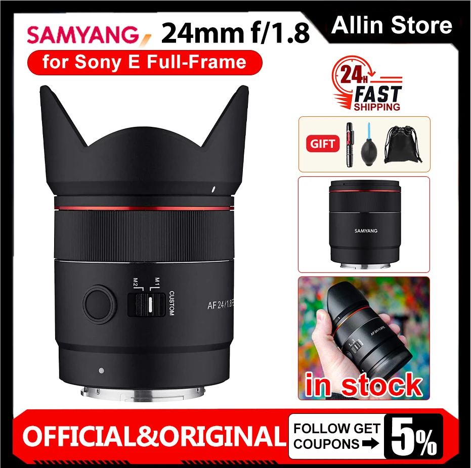 Samyang 24 mm F1.8-Kameraobjektiv, Vollformat, Weitwinkel-AF, kompakt, ultra-multiplattiert, Weitwinkel-AF für Sony E