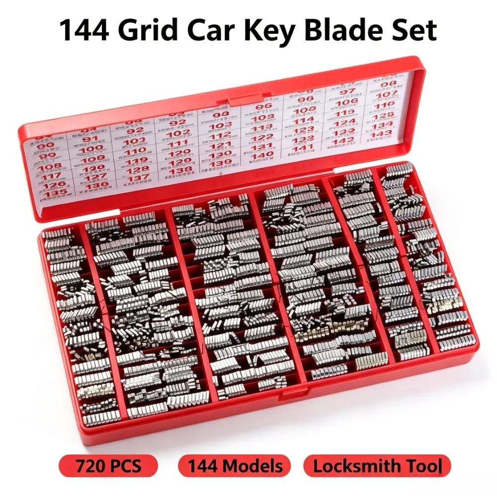 1440PCS 144 Models Uncut Flip Car Key Blank Blade Set, Folding Remote Key Blades Kit For KEYDIY KD Xhorse VVDI JMD Locksmith Sup