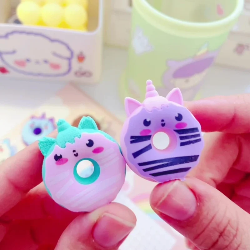 3 Pieces/batch Cartoon Creative Donut Eraser Student Exam Children\'s Painting Sketch Cute Eraser Kawaii Eraser Korean Stationery