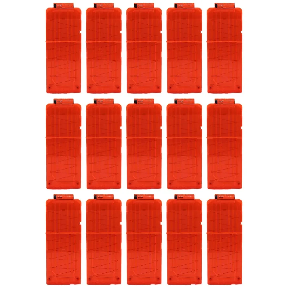 

15 pcs/set 12 Reload Clip Magazines Round Darts Replacement Plastic Magazines Toy Gun Soft Bullet Clip Orange For Nerf N-Strike