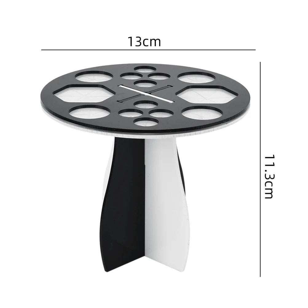 1 pezzo di stendino per pennelli per trucco, 14 fori, supporto bianco nero, supporto per comodo display per pennelli
