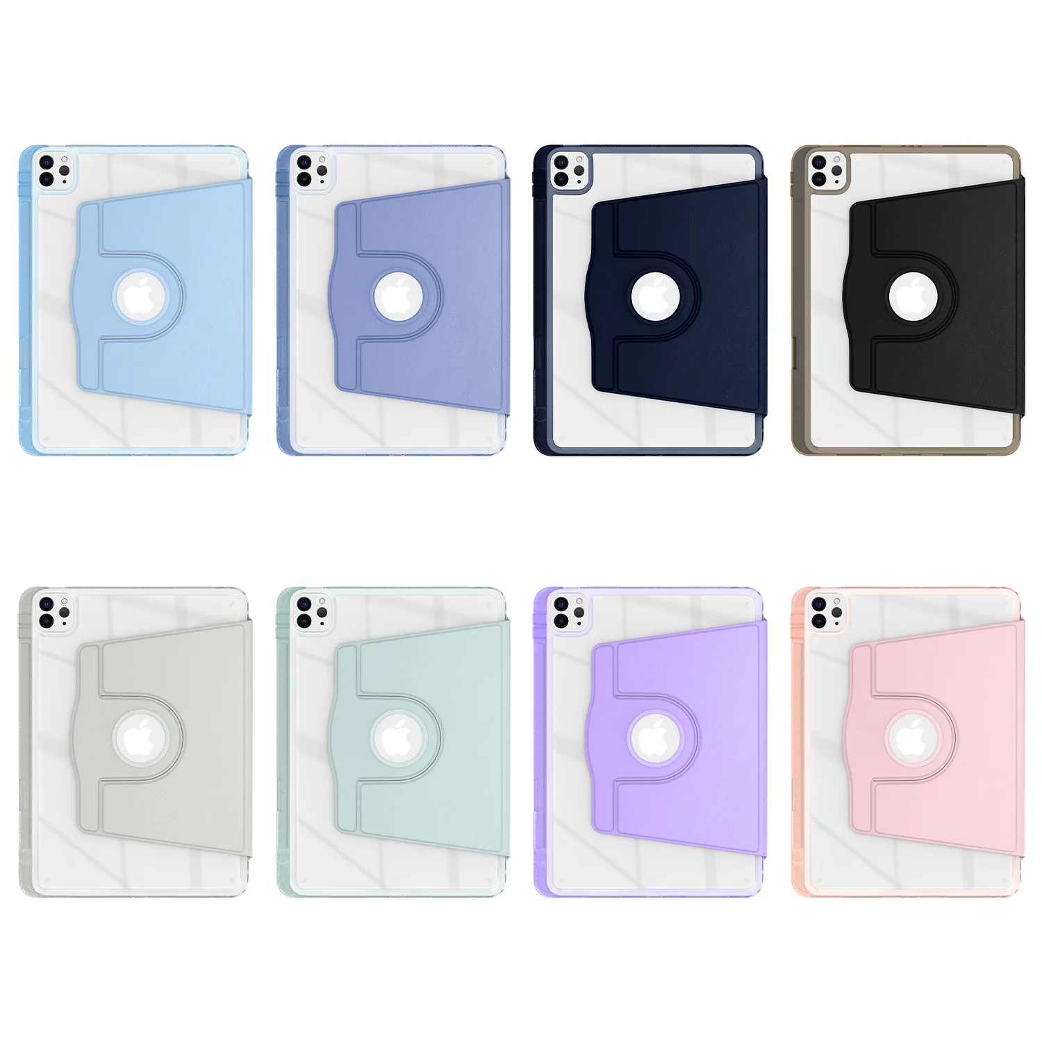 

360 Rotation Cover Stand Tablet Case For iPad 2025 2024 Air Pro 10.2 10.9 11 12.9 13 inch 4 5 6 7 8 9 10th Generation Clear Case