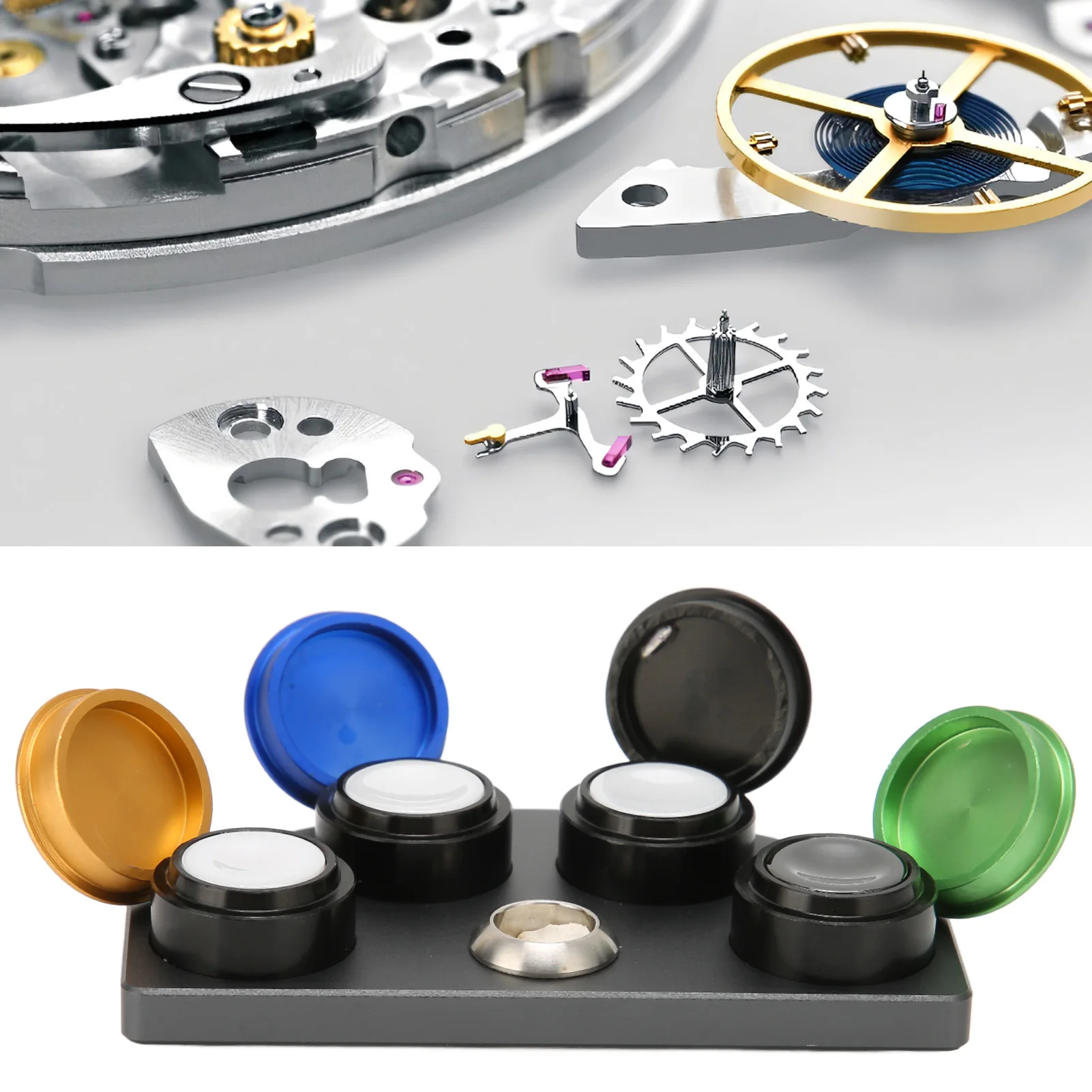 4 Dish Watch Oil Cup Simple Use Rust Proof Wear Resistant Professional Watch Repairing Accessory 4 Dish Watch Oil Dip Tool