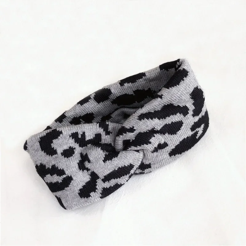 Autumn Winter Black Houndstooth Knot knitted Headbands For Women Ladies Leopard Elastic Hairband Girls Hair Accesories