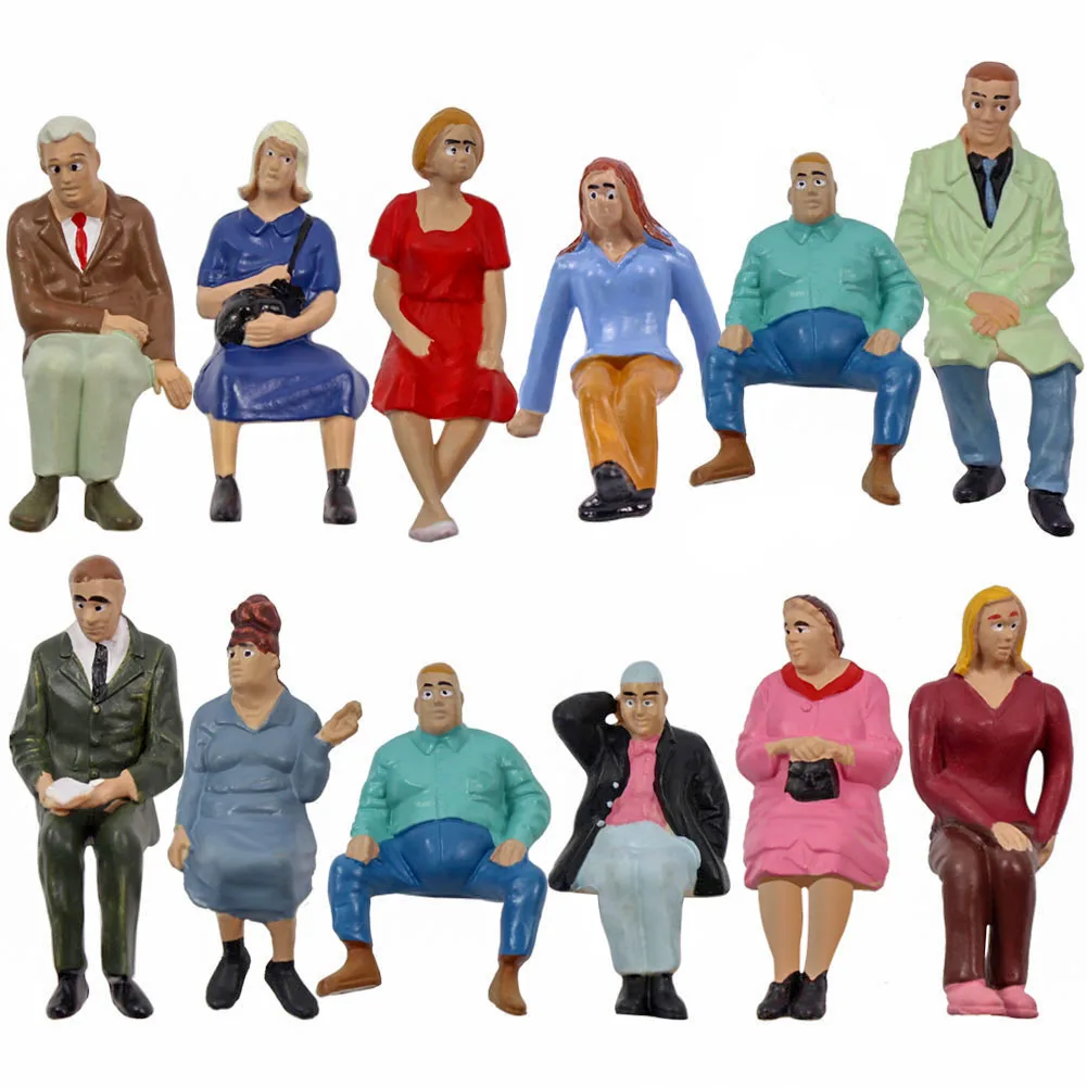 

P2513 Model Railway 12pcs G scale Figures 1:25 Seated People 12 Different Poses