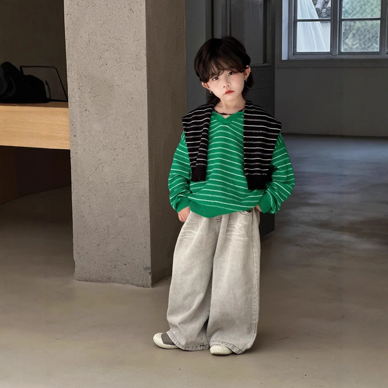 2025 New Medium and Small Children's Trousers Children's Spring and Autumn Boys Wide-leg Trousers Straight-leg Trousers
