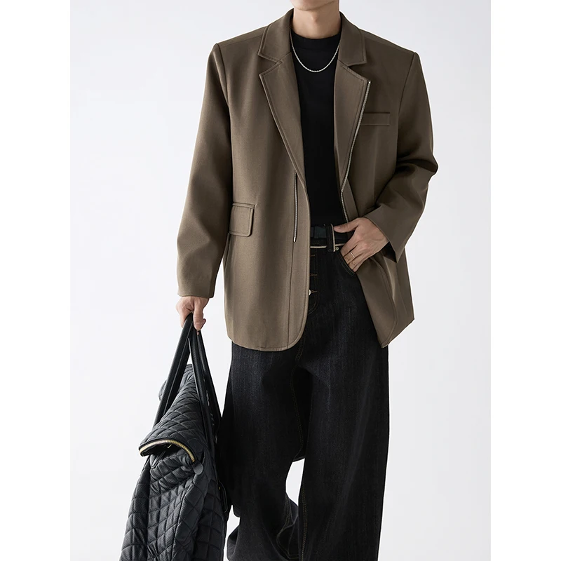 

LAPPSTER Korean Fashions Zipper Luxury Suit Jackets Coffee Trendy Leisure Boutique Blazers Coats Casual Harajuku Coffee Tops