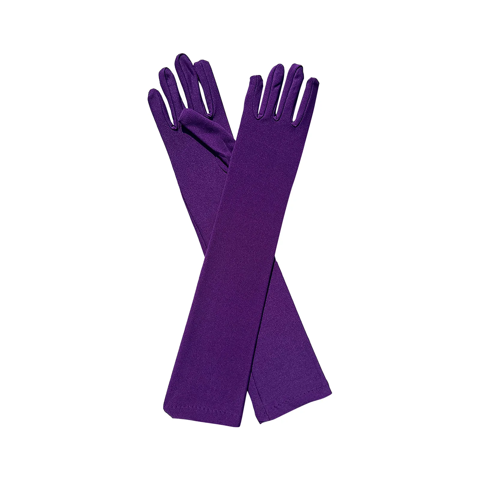 Lightweight Solid Color Milk Silk Elastic Long Mittens Festival Party Group Performance Bar Ball Dress Up Gloves for Female
