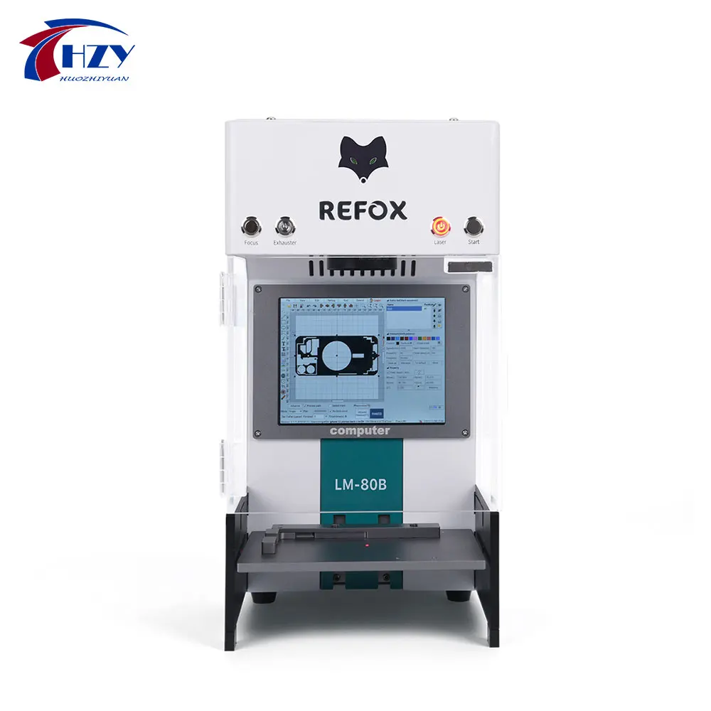 

REFOX LM 80E 3 in 1 Intelligent Remove Laser Marking Machine 20W Built-in Fume Extractor Computer for Phone 8-14 Pro Max Repair