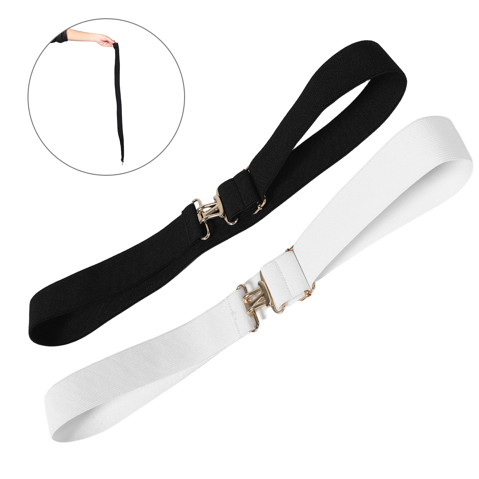 

2pcs Women Stretchy Shark Buckle Dress Elastic Waistband Equestrian Casual Wear Adjustable Belt Lady