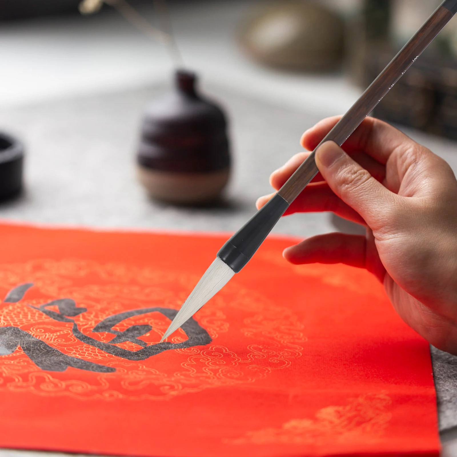 

1 set Calligraphy Set Chinese Calligraphy Brush Long H Soft Bristles for Painting Writing Beginner Kit Pen Case