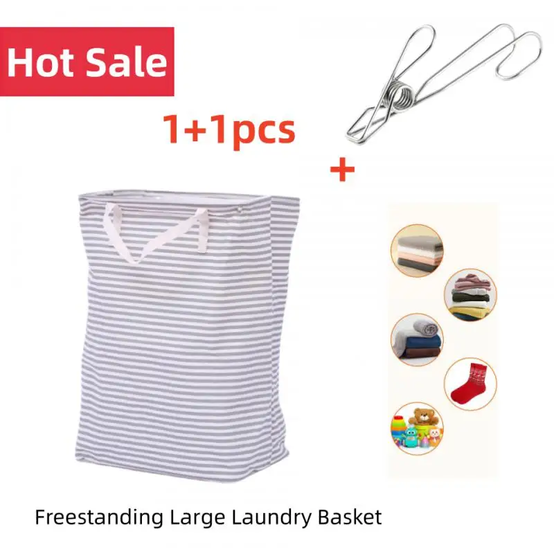 Freestanding Large Laundry Basket Collapsible Laundry Hamper With Extended Handles, Waterproof Square Cube For Clothes Baskets