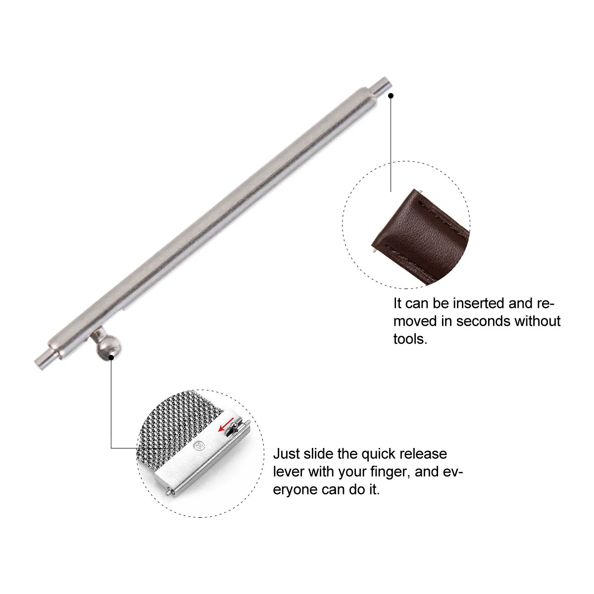 20Pcs Rust Proof Stainless Steel Watch Spring Pins Quick Release Band Connector Tool for Metal Watch Strap Repair and