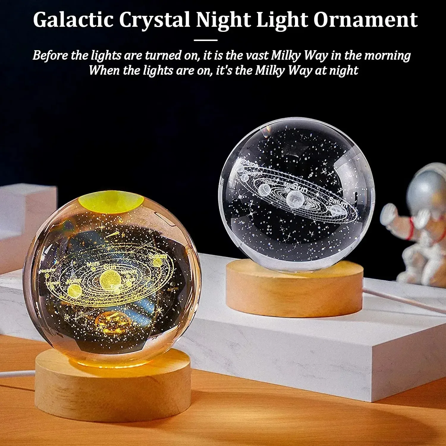 

C2 Crystal Ball 3d Planet Ball Decoration Light For Bedroom Home Decor Saturn Sun Crystal Ball Snow Globe Lamp Crystal Spheres