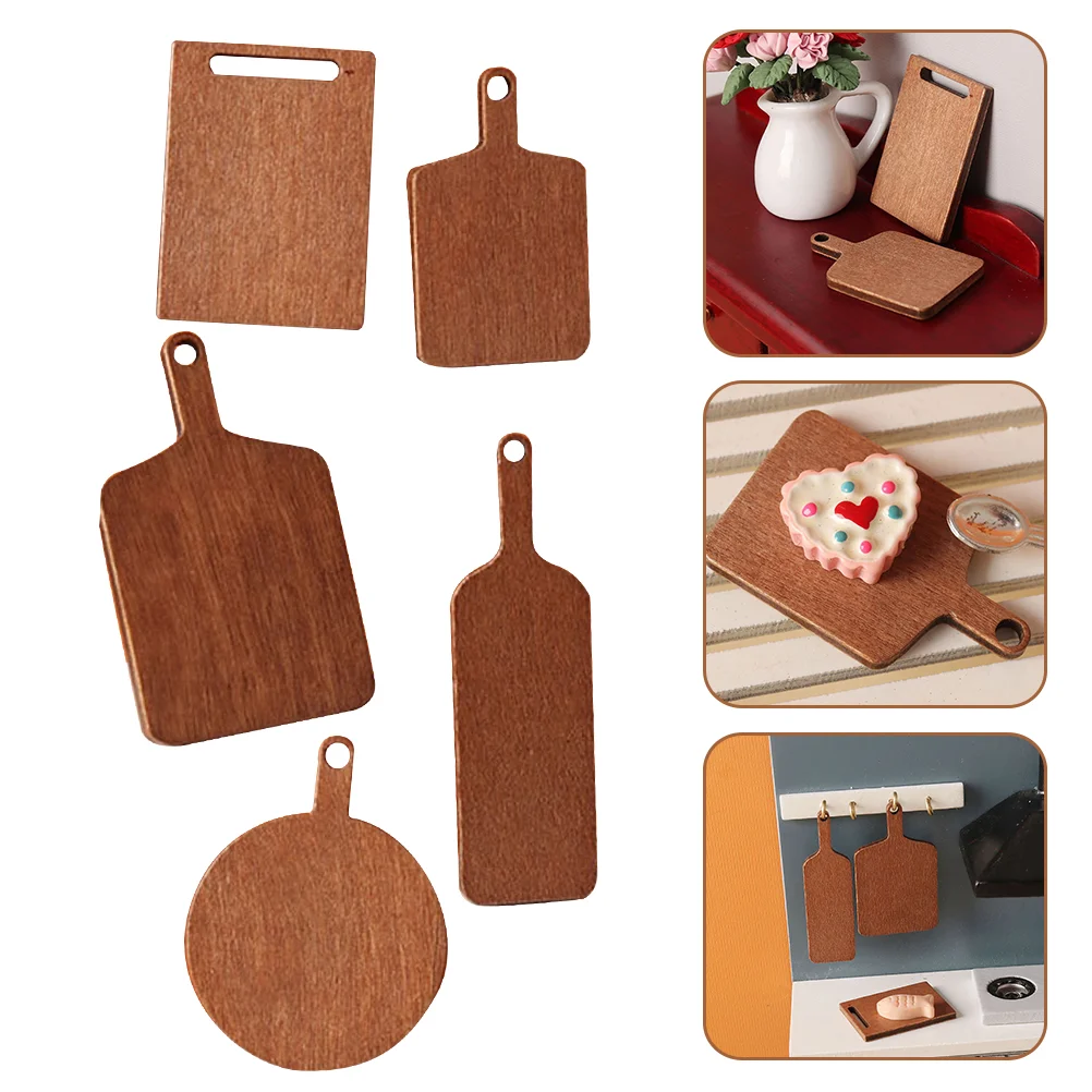 Ornement de mini planche à découper en bois pour couper, décorations de cuisine, marron clair, petite scène de micro maison, 10 pièces