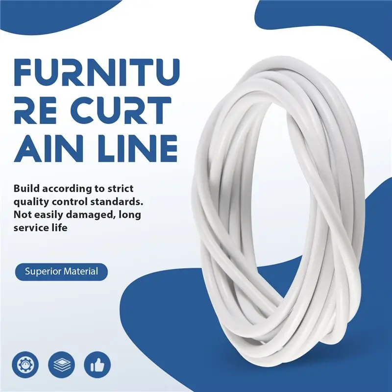 [NEWA64Z!】 Curtain Wire And Hooks Set, 3 Meters Net Curtain Wirewith 8Pcs Screw-In Hooks For Net Curtain Rod