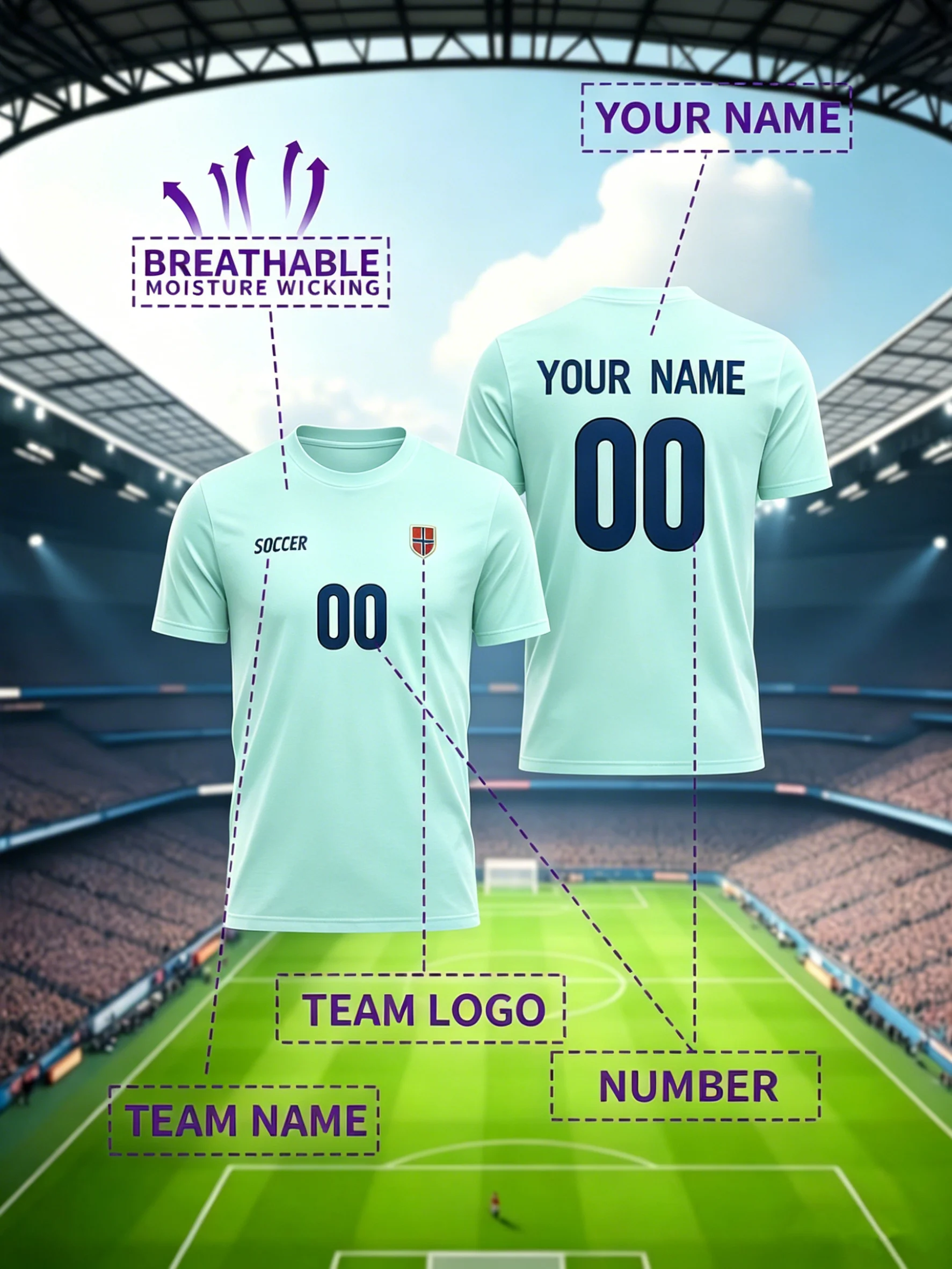 Passen Sie das Muster Ihrer Lieblings-Fußballmannschafts-Spielerbekleidung individuell an. Personalisiertes, modisches Baumwoll-T-Shirt, lässiges, lockeres Sport-Top, weiches T-Shirt – Detail 14