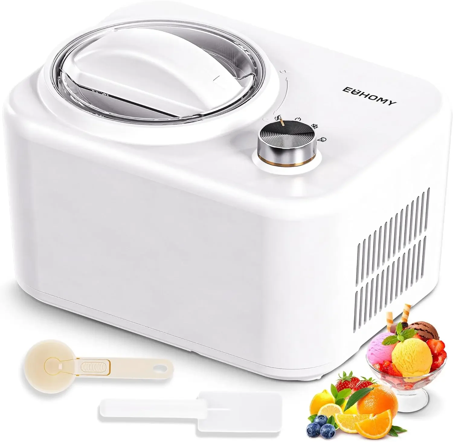 NEW 1 Quart Auto Ice Cream Maker with Compressor, No Pre-freezing, 3 Modes Gelato Maker, Keep Cool Function, Easy-to-Clean