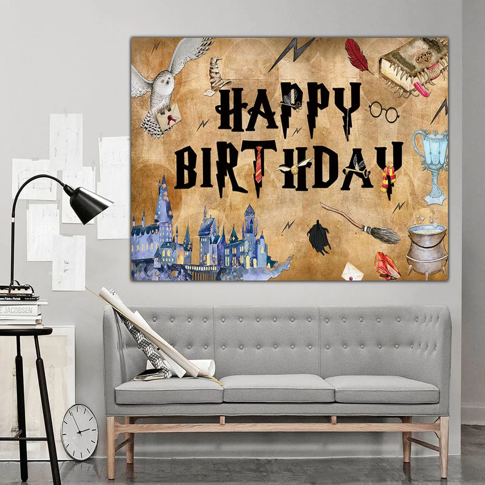 Magic Wizard Happy วันเกิดป้ายแบนเนอร์ Magical Party อุปกรณ์ตกแต่งสตูดิโอถ่ายภาพพื้นหลังภาพ